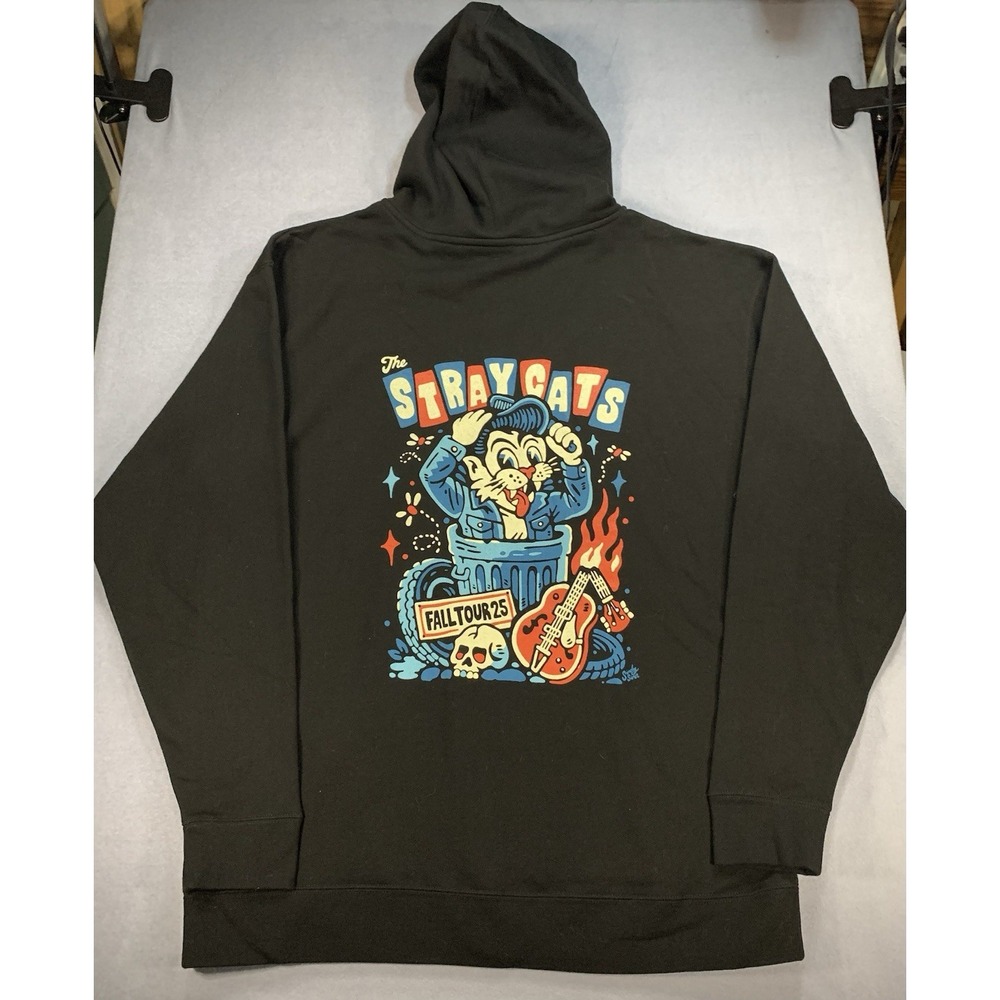 The Stray Cats Fall Tour '25 Black 2-Sided Zipup Longsleeve Hoodie 2XL